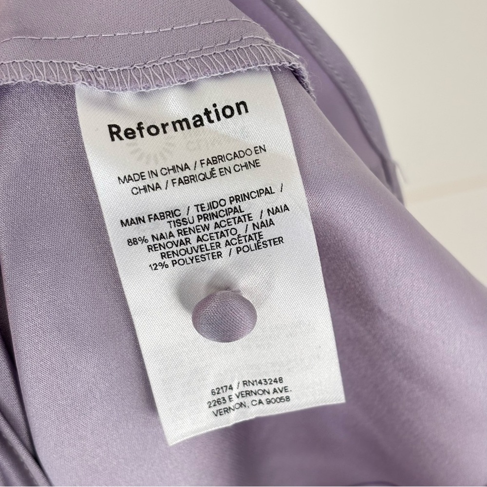 REFORMATION Vida ruffle-sleeve Satin Maxi Dress Lavender Women's Size 6 - Picture 12 of 17